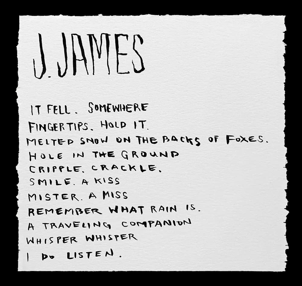 Handwritten poem by Joshua James